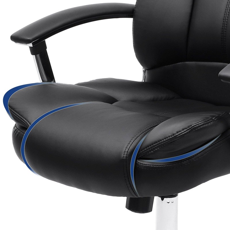 Sillón de oficina DUQUE, gran acolchado, en piel negra