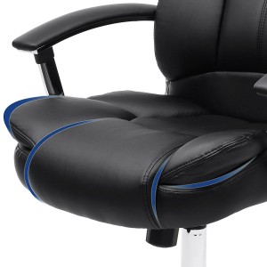 Sillón de oficina DUQUE, gran acolchado, en piel negra