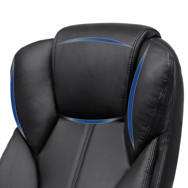 Sillón de oficina DUQUE, gran acolchado, en piel negra