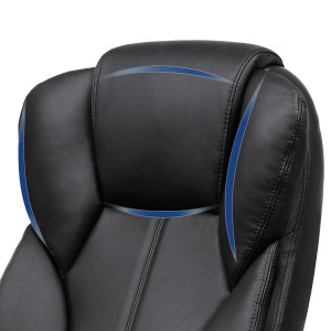 Sillón de oficina DUQUE, gran acolchado, en piel negra