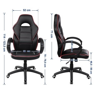 Silla de Oficina GRETA, gran acolchado, diseño deportivo, en piel negra