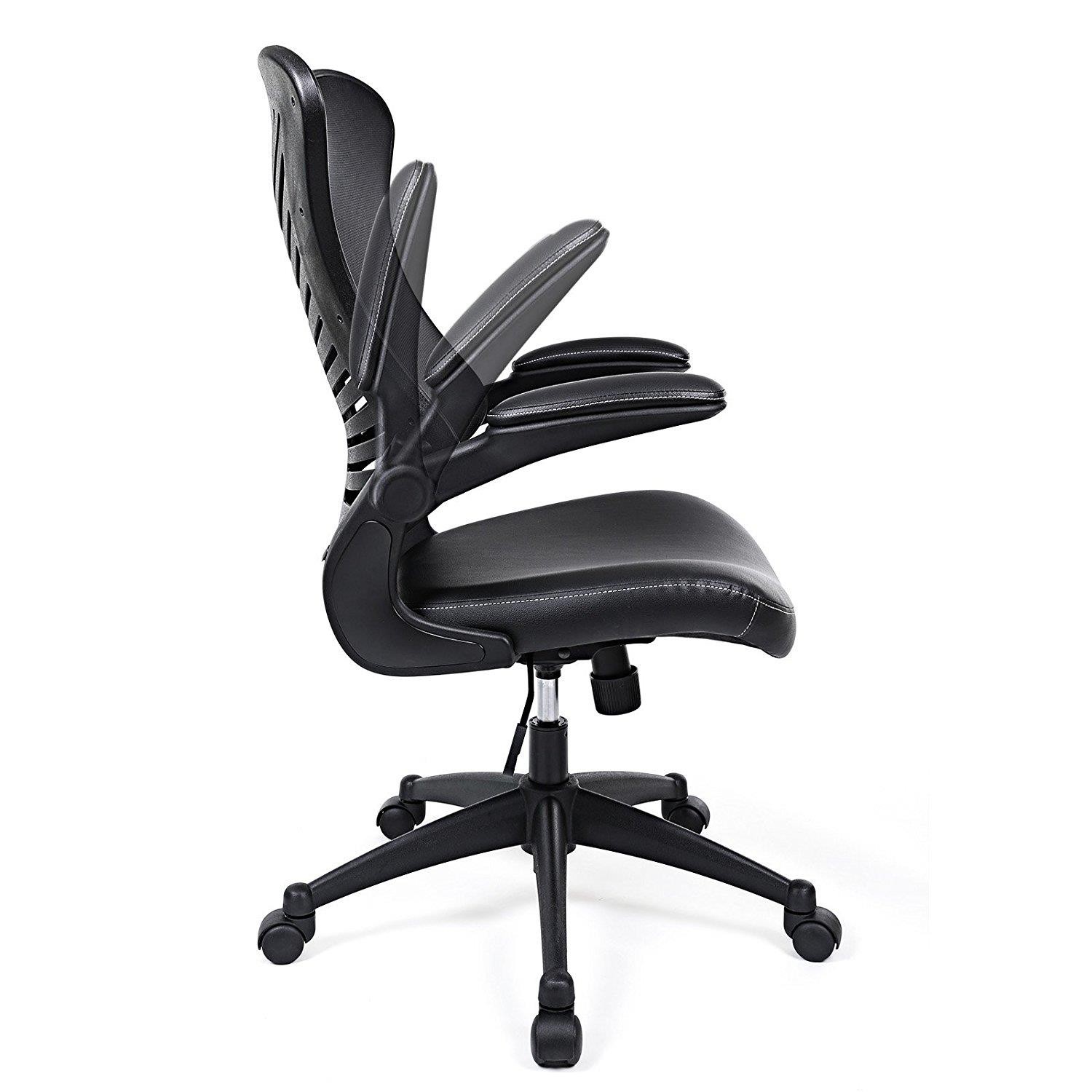 Silla de Oficina PEKO, Diseño Ergonómico, Brazos Abatibles, en Piel y Malla Transpirable Color Negro