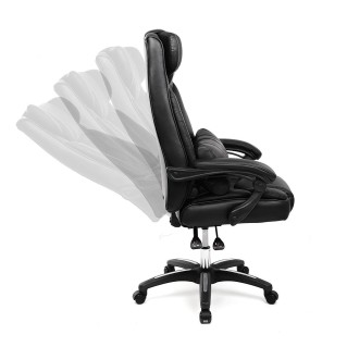 Sillón de oficina BONY, gran acolchado, reclinable, en piel negra 2