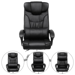 Sillón de oficina BONY, gran acolchado, reclinable, en piel negra