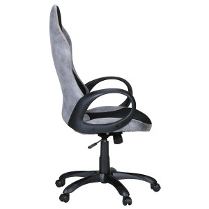 Silla de Oficina ROSENBER, diseño deportivo, en piel gris y malla transpirable negra