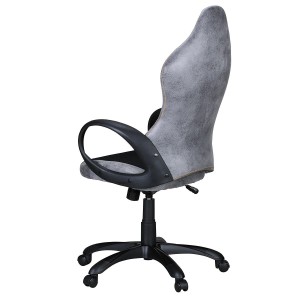 Silla de Oficina ROSENBER, diseño deportivo, en piel gris y malla transpirable negra