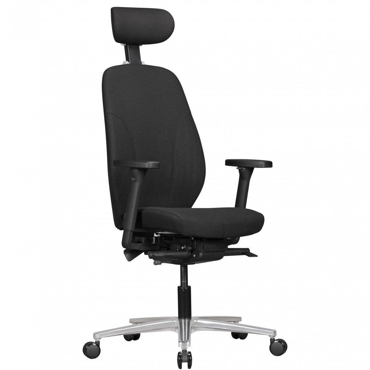 Silla Ergonómica SARK, Totalmente Ajustable, Adaptada uso 8h, en Tela color Negro