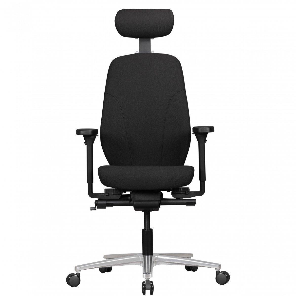 Silla Ergonómica SARK, Totalmente Ajustable, Adaptada uso 8h, en Tela color Negro