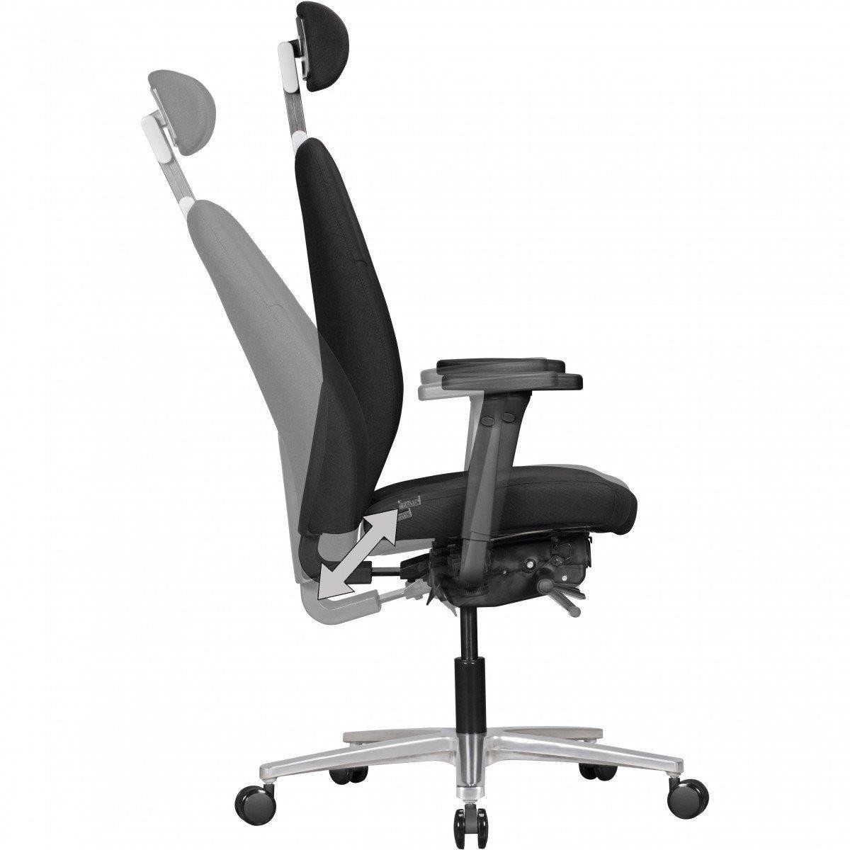 Silla Ergonómica SARK, Totalmente Ajustable, Adaptada uso 8h, en Tela color Negro