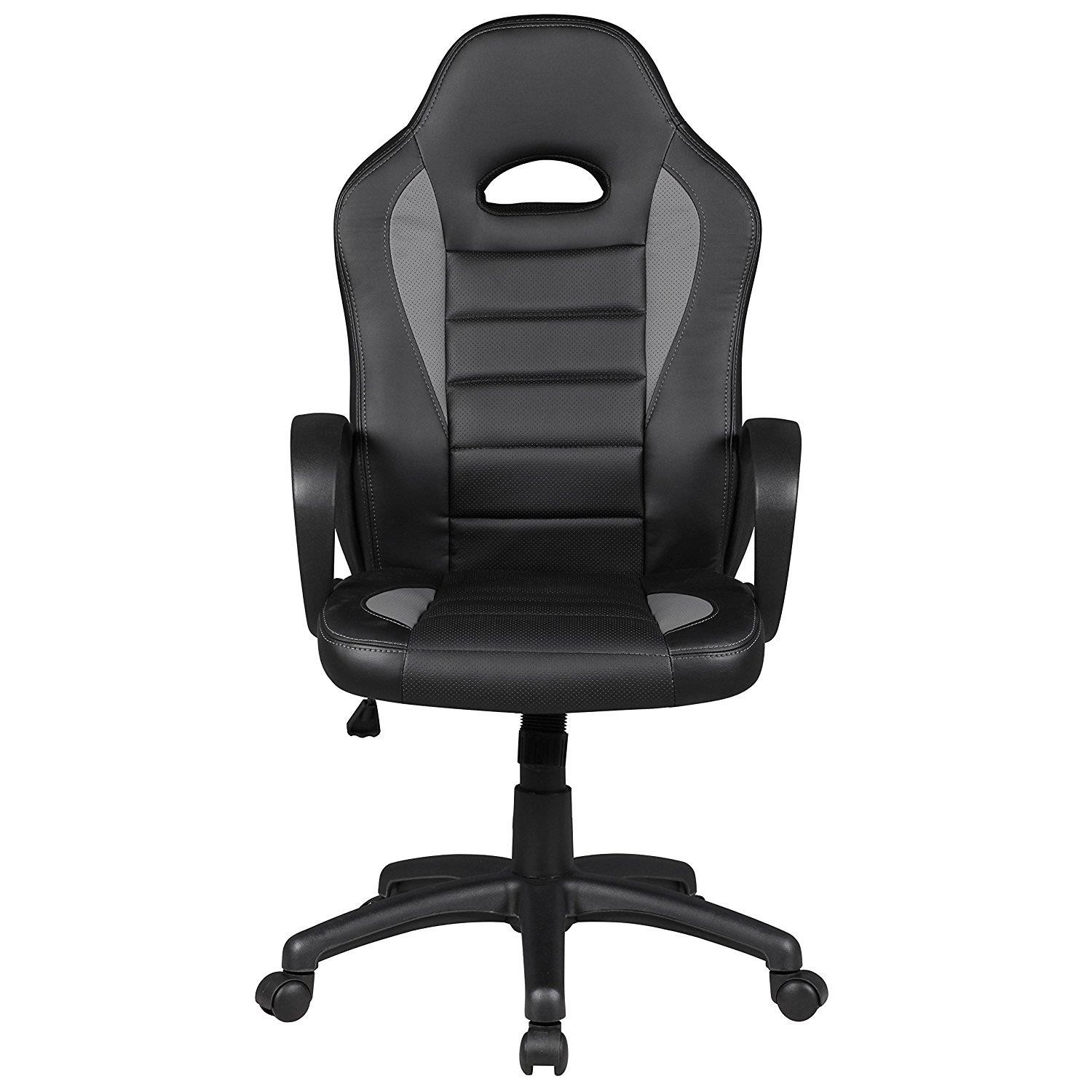 Silla Gaming CHAM, Diseño Deportivo, Gran Confort, en Piel Negra y Blanca