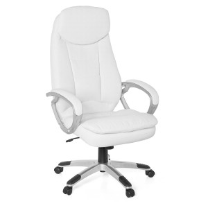 Sillón de oficina NAILA, gran acolchado, en piel color blanco