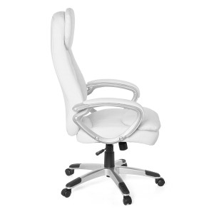 Sillón de oficina NAILA, gran acolchado, en piel color blanco
