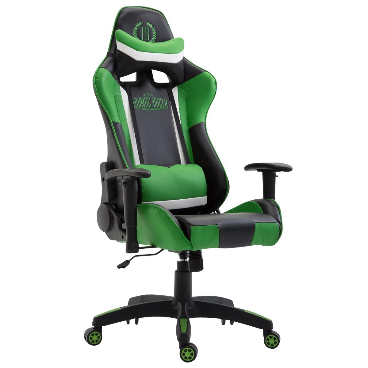 Silla Gaming JEMEX, Respaldo Reclinable, Cojines Incluidos, en Piel Negro/Amarillo