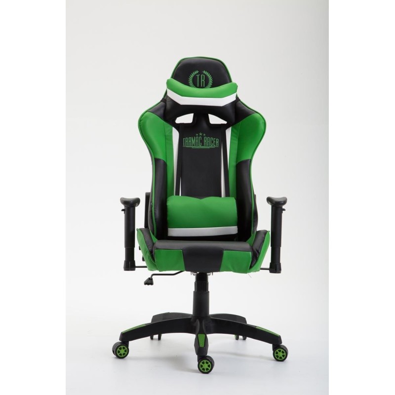 Silla gaming JEMEX, reclinable, con cojines, en piel color negro/amarillo