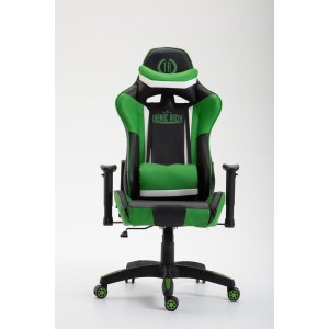 Silla gaming JEMEX, reclinable, con cojines, en piel color negro/amarillo