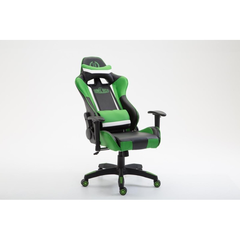 Silla gaming JEMEX, reclinable, con cojines, en piel color negro/amarillo