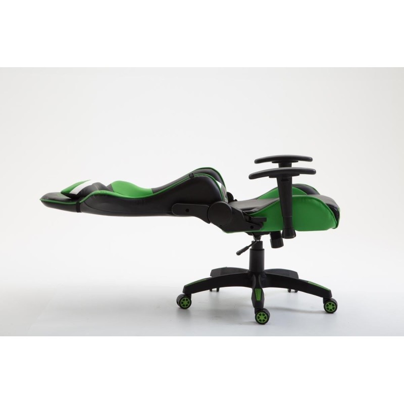 Silla gaming JEMEX, reclinable, con cojines, en piel color negro/amarillo