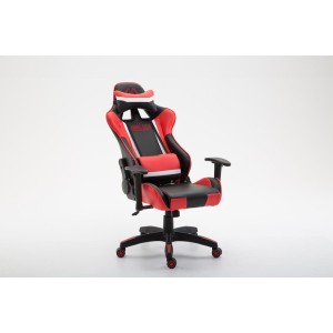 Silla gaming JEMEX, reclinable, con cojines, en piel color negro/amarillo