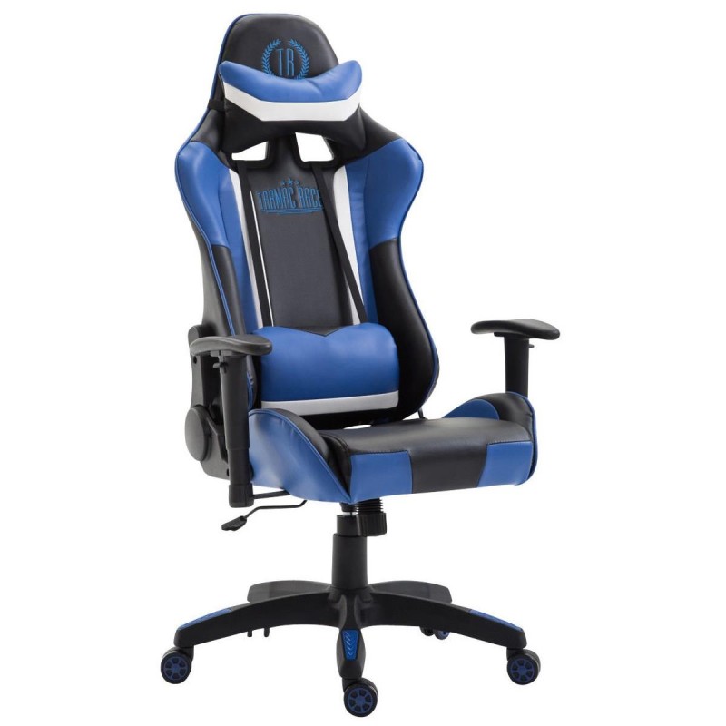 Silla gaming JEMEX, reclinable, con cojines, en piel color negro/amarillo