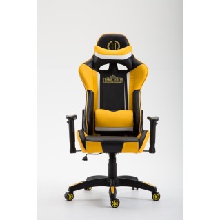 Silla gaming JEMEX, reclinable, con cojines, en piel color negro/amarillo 2