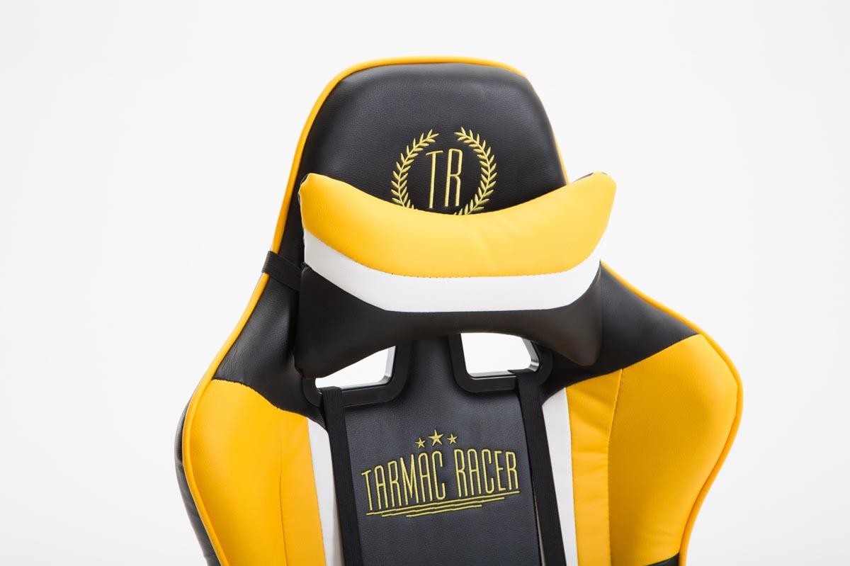 Silla Gaming JEMEX, Respaldo Reclinable, Cojines Incluidos, en Piel Negro/Amarillo