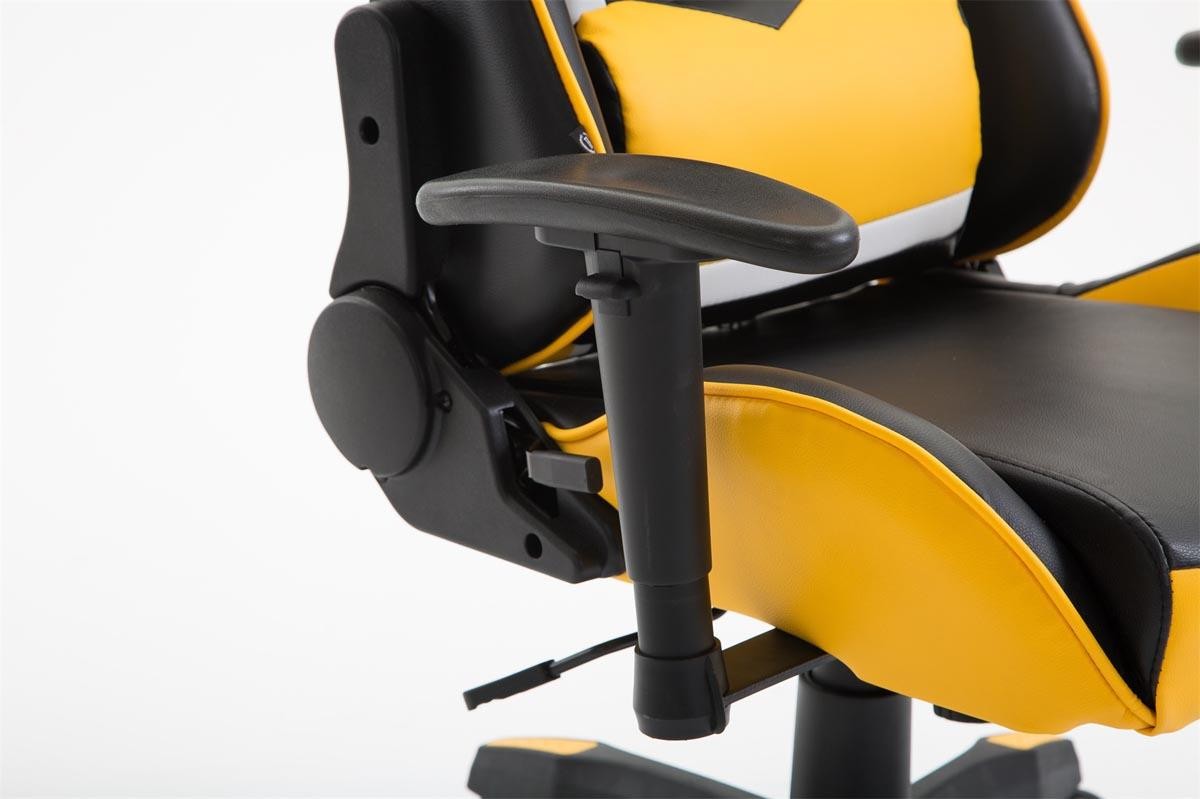 Silla Gaming JEMEX, Respaldo Reclinable, Cojines Incluidos, en Piel Negro/Amarillo