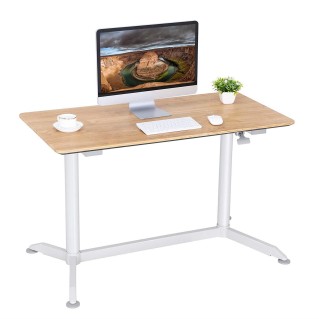Mesa Elevable ZAIRA, Estructura Metálica y Madera color Roble