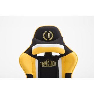 Silla gaming JEMEX TELA, reclinable, con cojines, en color negro/amarillo 2
