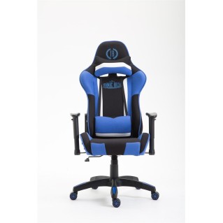 Silla gaming JEMEX TELA, reclinable, con cojines, en color negro/azul 2