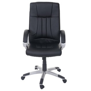 Sillón de oficina BARY, acolchado, basculante en piel color negro 2