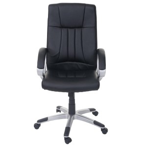 Sillón de oficina BARY, acolchado, basculante en piel color negro