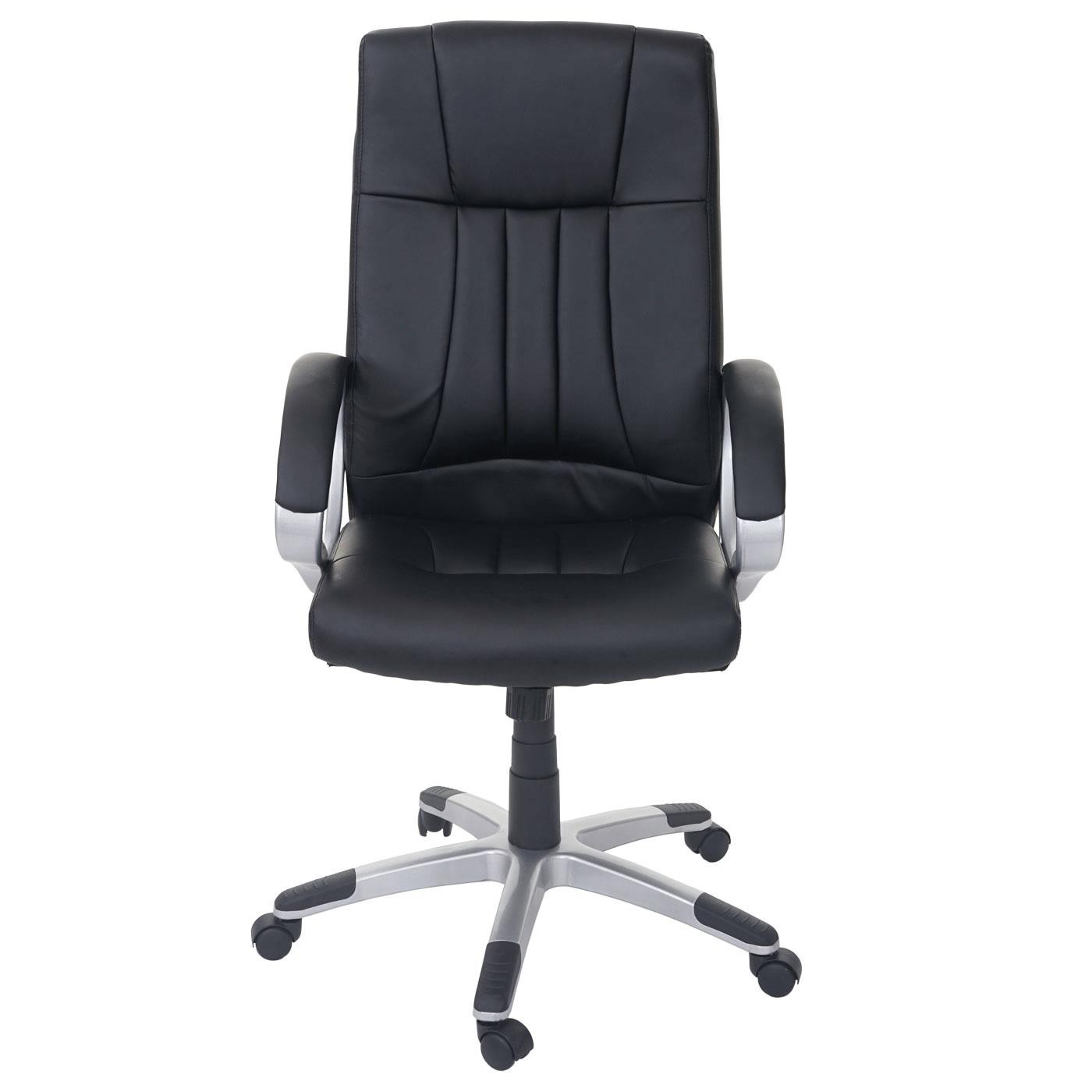 Sillón de oficina BARY, Gran Acolchado, Mecanismo Basculante, en Piel color Negro