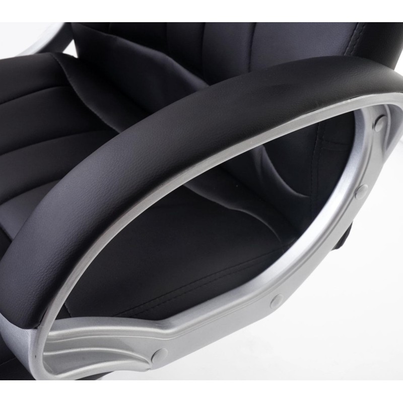 Sillón de oficina BARY, acolchado, basculante en piel color negro