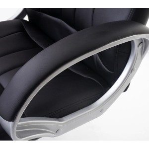 Sillón de oficina BARY, acolchado, basculante en piel color negro
