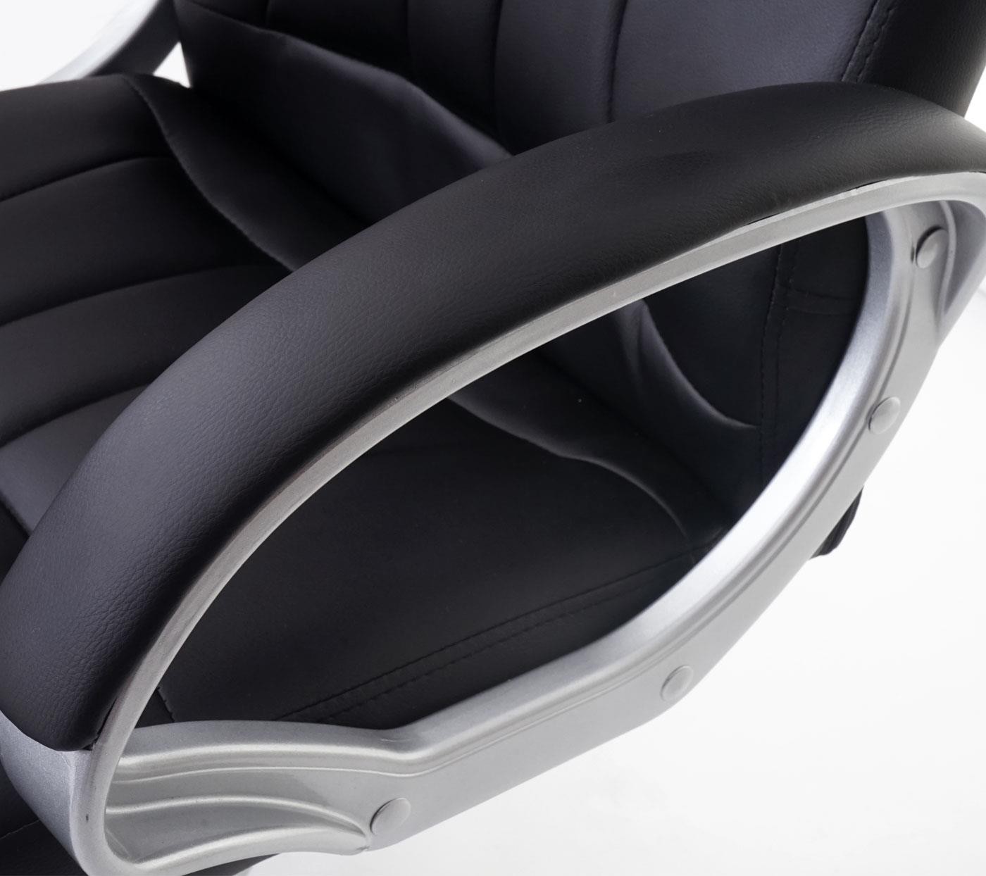 Sillón de oficina BARY, Gran Acolchado, Mecanismo Basculante, en Piel color Negro