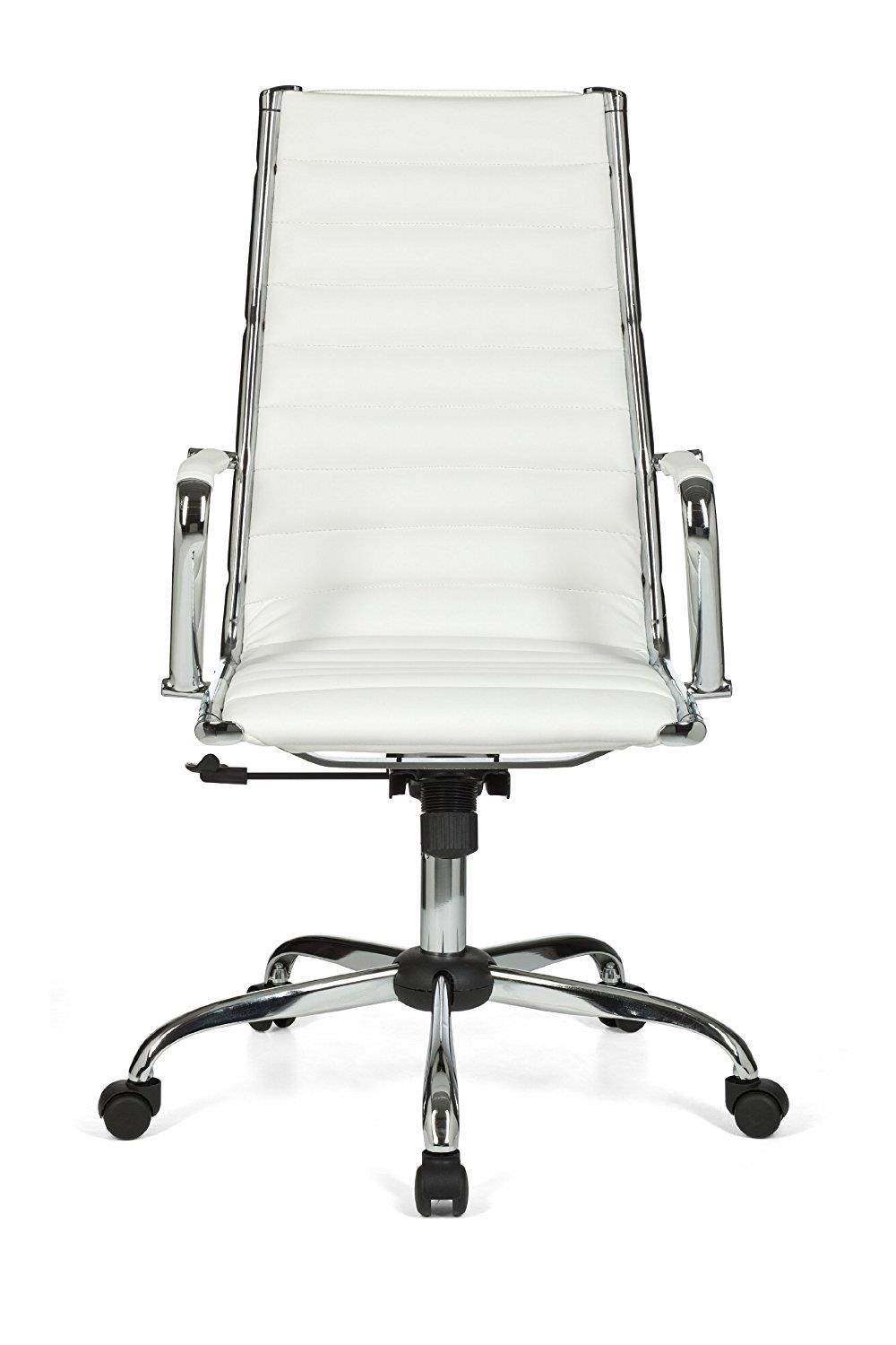 Silla de Diseño MENGEN, Estructura Metálica, Piel Con Costuras, Color Negro