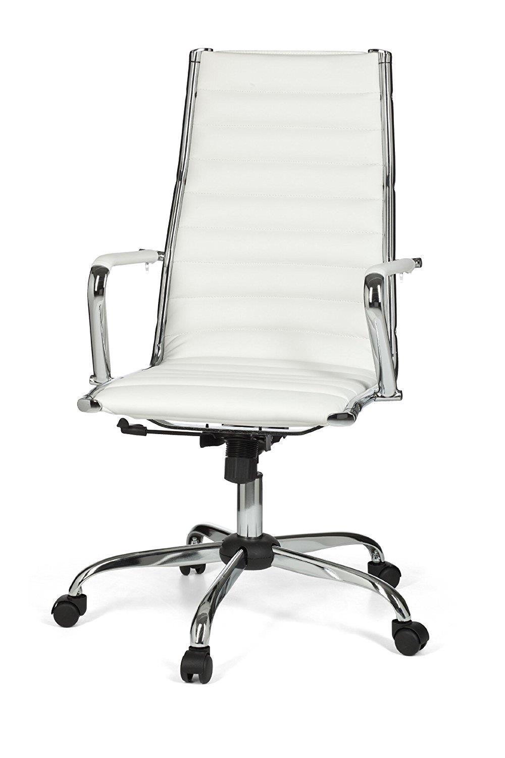 Silla de Diseño MENGEN, Estructura Metálica, Piel Con Costuras, Color Negro