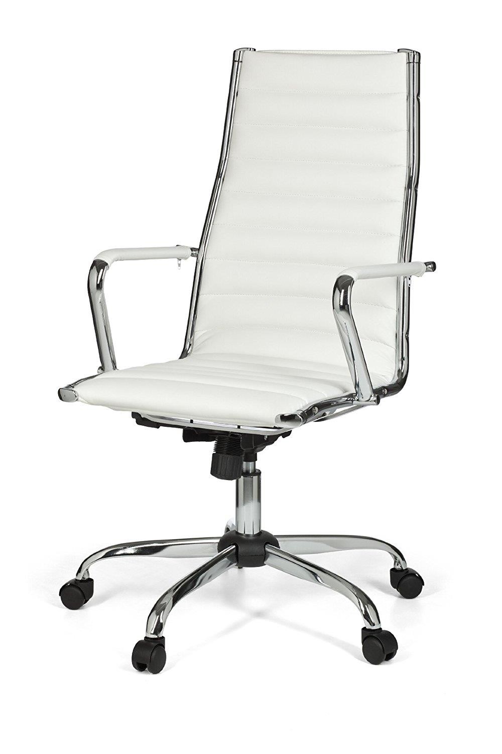 Silla de Diseño MENGEN, Estructura Metálica, Piel Con Costuras, Color Negro