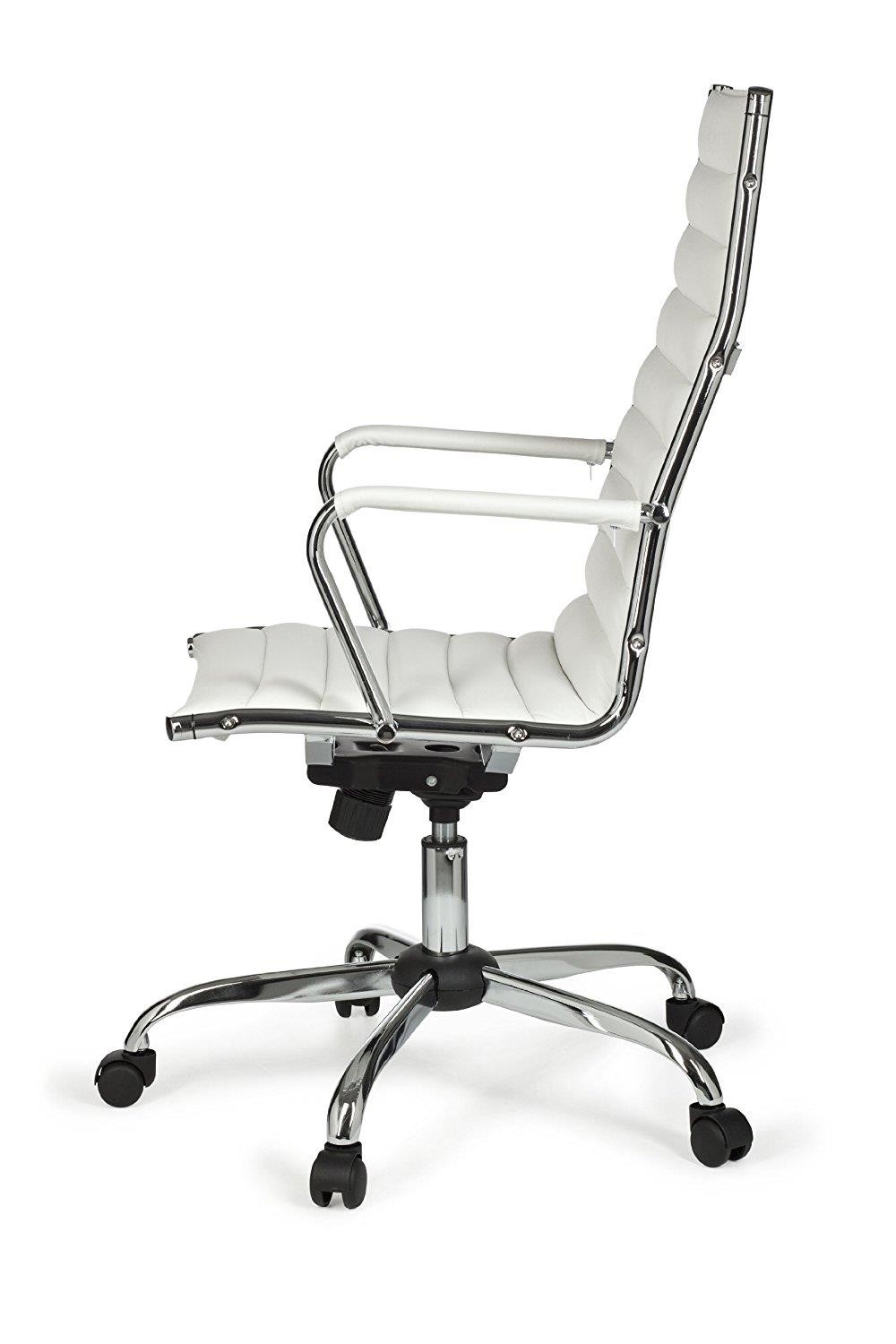 Silla de Diseño MENGEN, Estructura Metálica, Piel Con Costuras, Color Negro