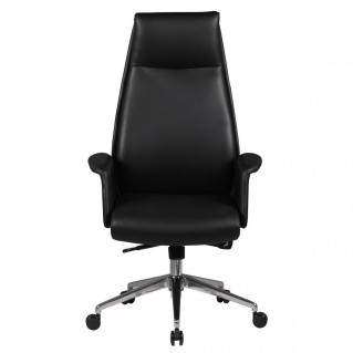Sillón de oficina FRANKI, elegante diseño, en piel natural negra 2