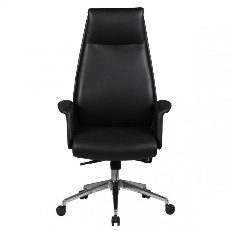 Sillón de oficina FRANKI, elegante diseño, en piel natural negra