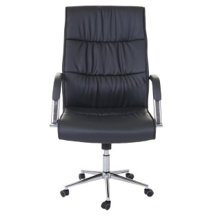 Silla de oficina BIMBA, base de metal, piel negra 2