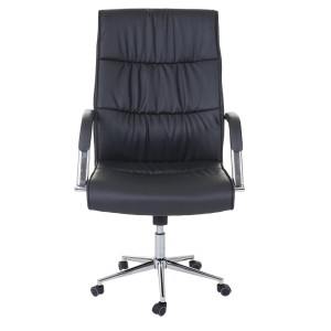 Silla de oficina BIMBA, base de metal, piel negra