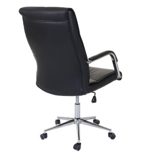 Silla de oficina BIMBA, base de metal, piel negra