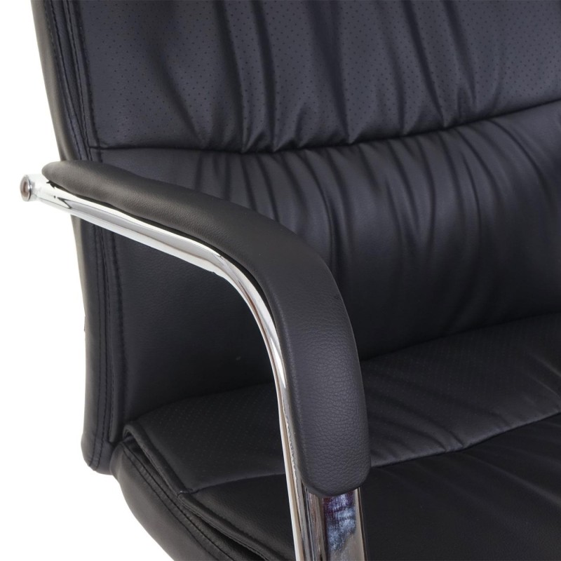 Silla de oficina BIMBA, base de metal, piel negra