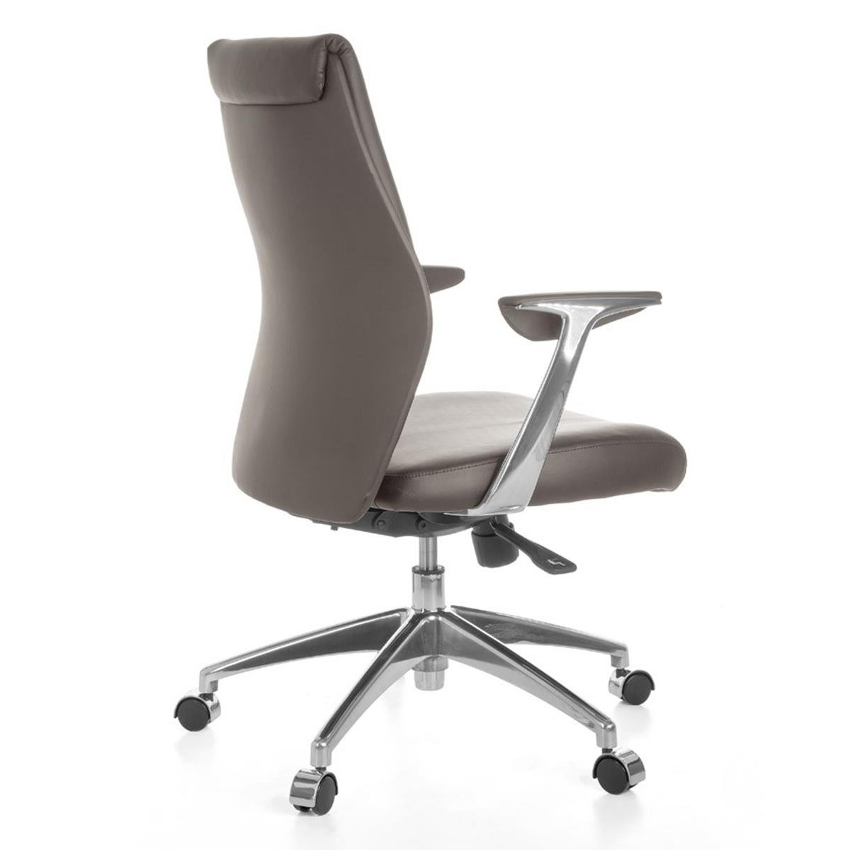 Silla de Oficina SAJONIA 10, Elegante Diseño, Grueso Acolchado, en Piel Natural color Negro