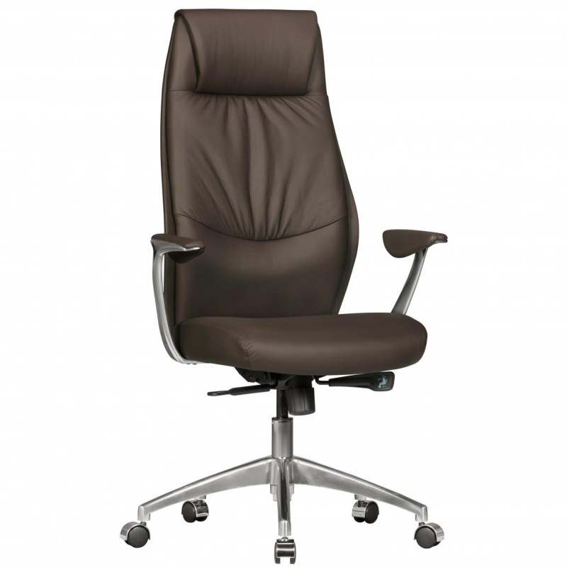 Sillón de oficina SAJONIA, elegante diseño, en piel natural negra