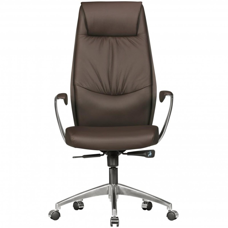 Sillón de oficina SAJONIA, elegante diseño, en piel natural negra