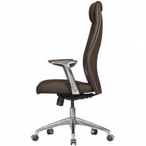 Sillón de oficina SAJONIA, elegante diseño, en piel natural negra