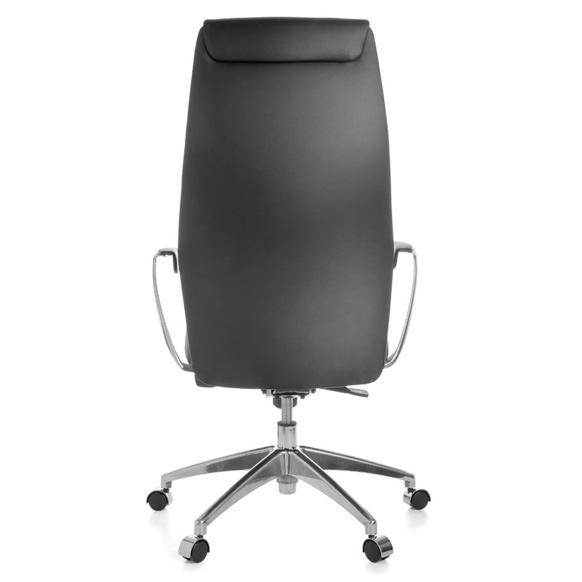 Sillón de Oficina SAJONIA, Elegante Diseño, Grueso Acolchado, en Piel Natural color Negro